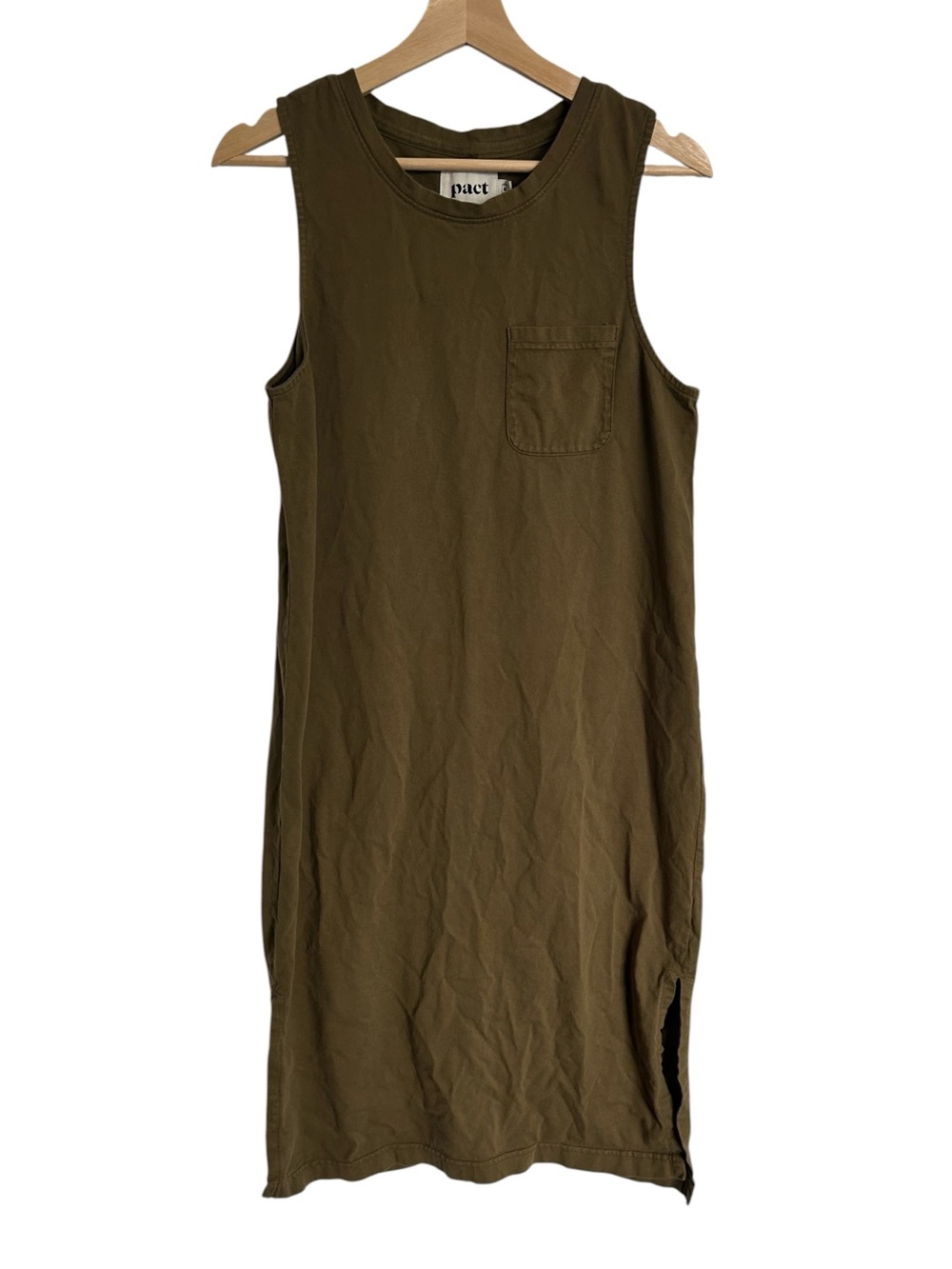 Pact Olive Green Sleeveless Tank Dress
